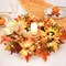 Artificial Autumn Wreath with Lights Maple Leaf Sunflower Wreath Pumpkins, Berries and Burlap Bow for Thanksgiving Home Indoor Outdoor Decoration